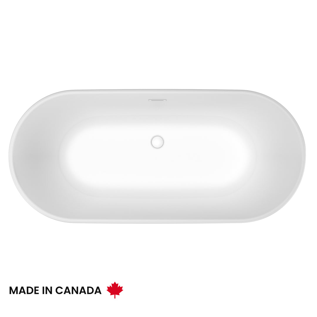 Maax Griffin 6429 AcrylX Freestanding Center Drain Bathtub in White with White Skirt