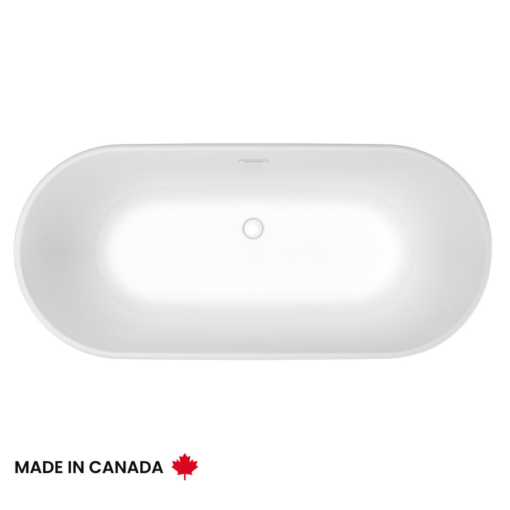 Maax Griffin 6429 AcrylX Freestanding Center Drain Bathtub in White with White Skirt