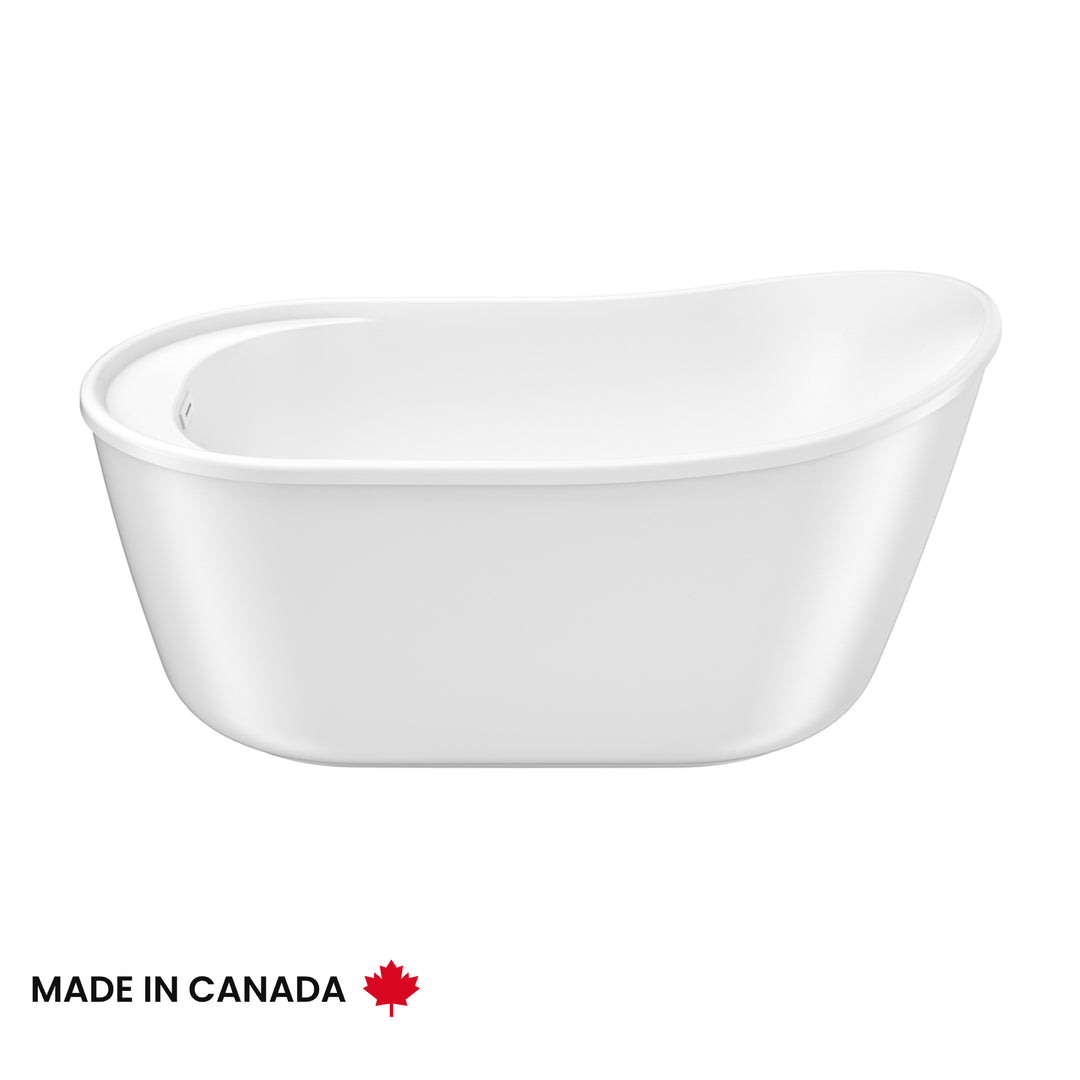 Maax Davis 58 x 32 AcrylX Freestanding End Drain Bathtub in White with White Skirt