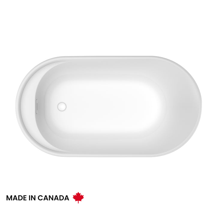 Maax Davis 58 x 32 AcrylX Freestanding End Drain Bathtub in White with White Skirt