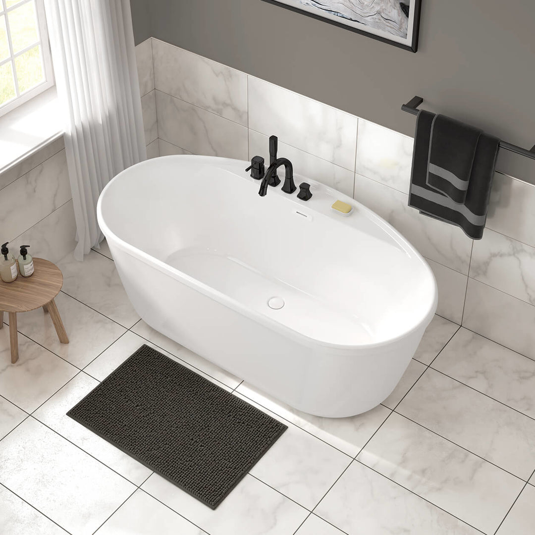 Maax Eldora 6434 AcrylX Freestanding Center Drain Bathtub in White with White Skirt