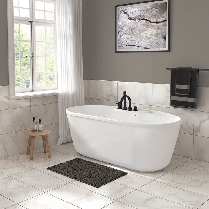 Maax Eldora 6434 AcrylX Freestanding Center Drain Bathtub in White with White Skirt