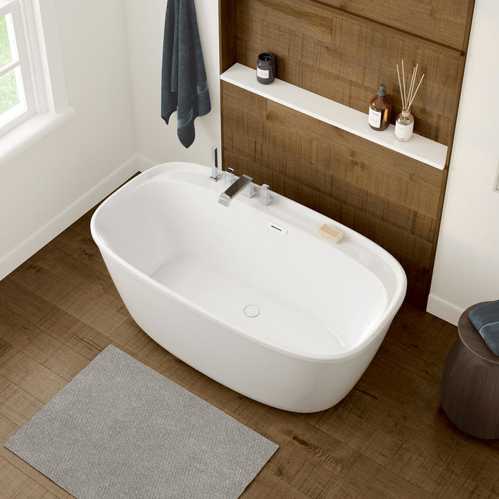 Maax Fontana 58 x 32 AcrylX Freestanding Center Drain Bathtub in White with White Skirt