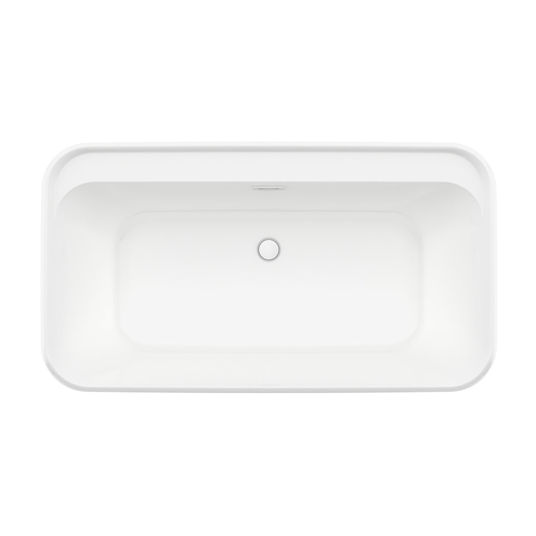 Maax Pocono 58 x 32 AcrylX Freestanding Center Drain Bathtub in White with White Skirt
