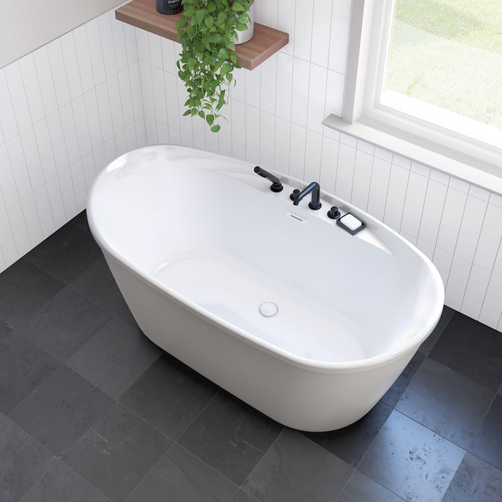 Maax Sonoma 58 x 32 AcrylX Freestanding Center Drain Bathtub in White with White Skirt