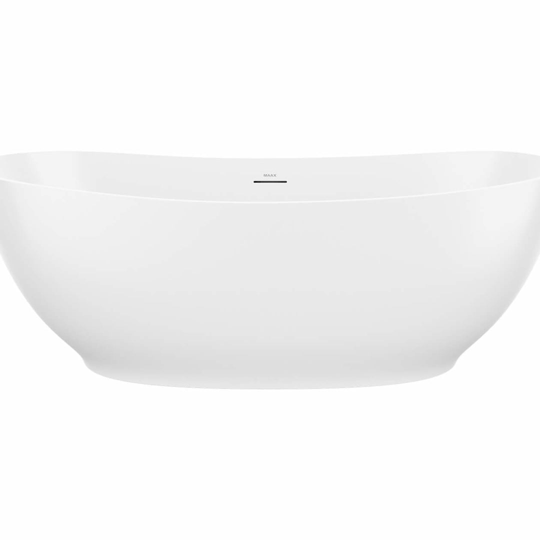 Maax Valentina 67 x 32 Acrylic Freestanding Center Drain Bathtub in Matte White with Matte White Skirt