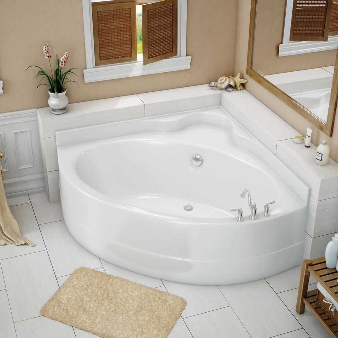 Maax VO5050 5 FT AcrylX Corner Center Drain Bathtub in White