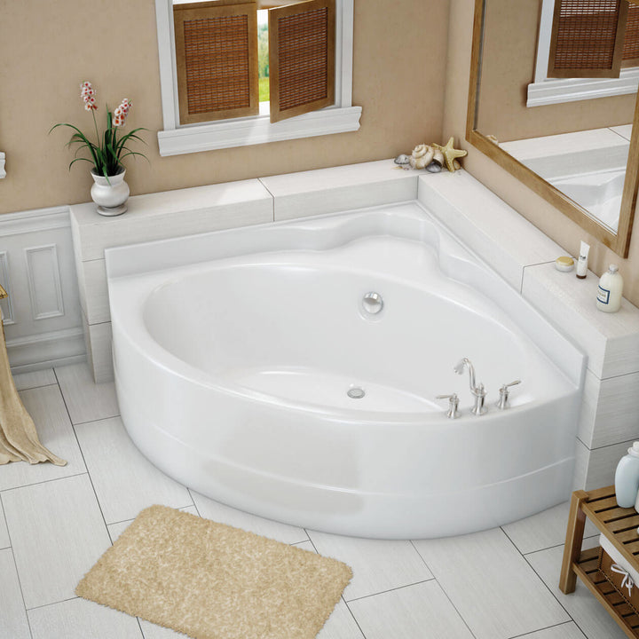 Maax VO5050 5 FT AcrylX Corner Center Drain Bathtub in White
