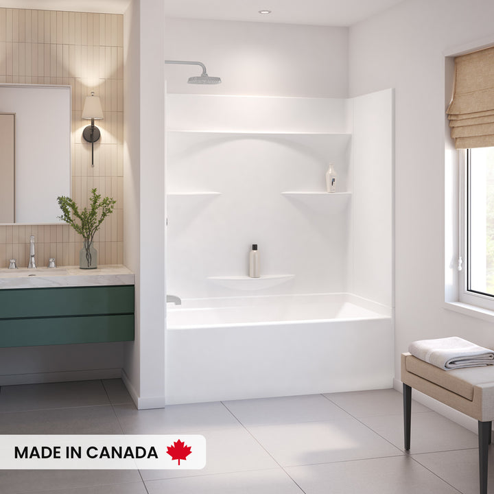Maax Olio 6030 AcrylX Alcove Left-Hand Drain Bathtub in White