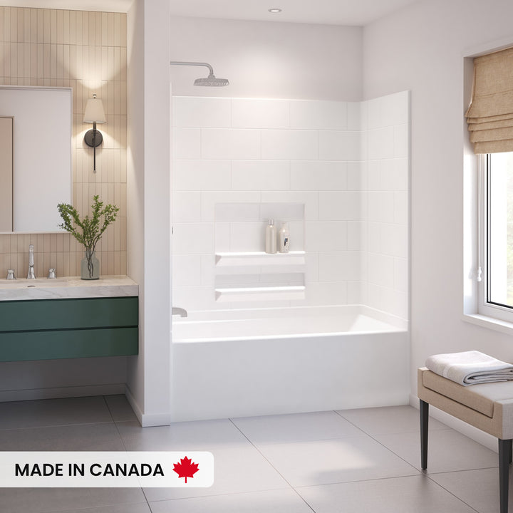 Maax Olio 6030 AcrylX Alcove Left-Hand Drain Bathtub in White