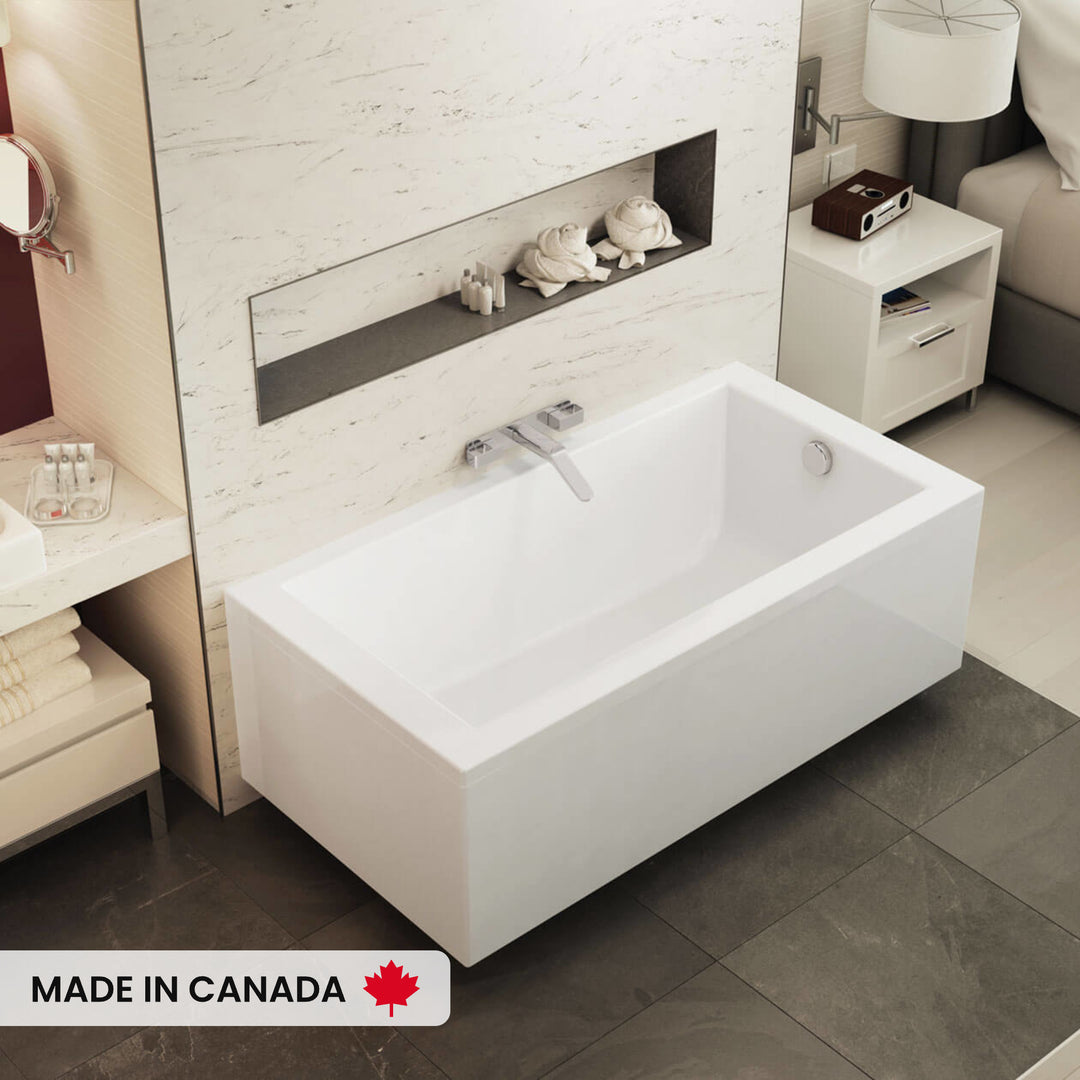 Maax ModulR 6032 (Without Armrests) Acrylic Wall Mounted Left-Hand Drain Bathtub in White