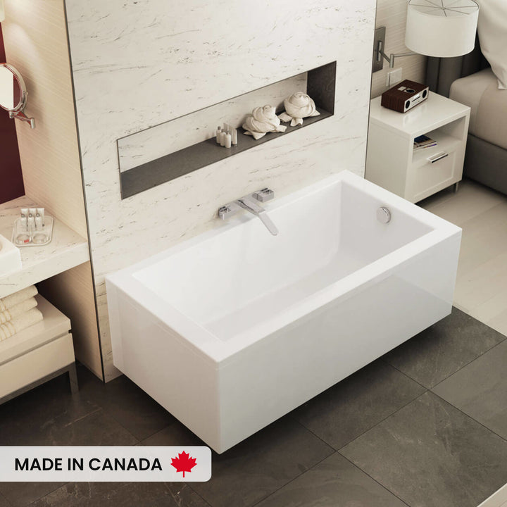 Maax ModulR 6032 (Without Armrests) Acrylic Wall Mounted Left-Hand Drain Bathtub in White