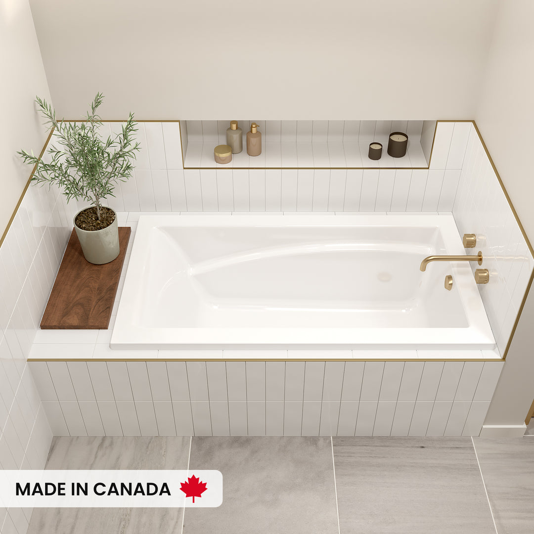 Maax Optik 6032 Acrylic Drop-in End Drain Bathtub in White