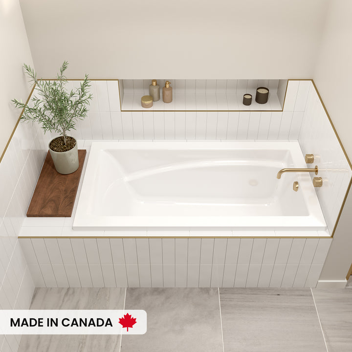 Maax Optik 6032 Acrylic Drop-in End Drain Bathtub in White