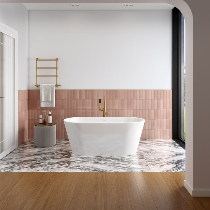 Maax Chorale 60 x 30 Acrylic Freestanding Center Drain Bathtub in White with White Skirt