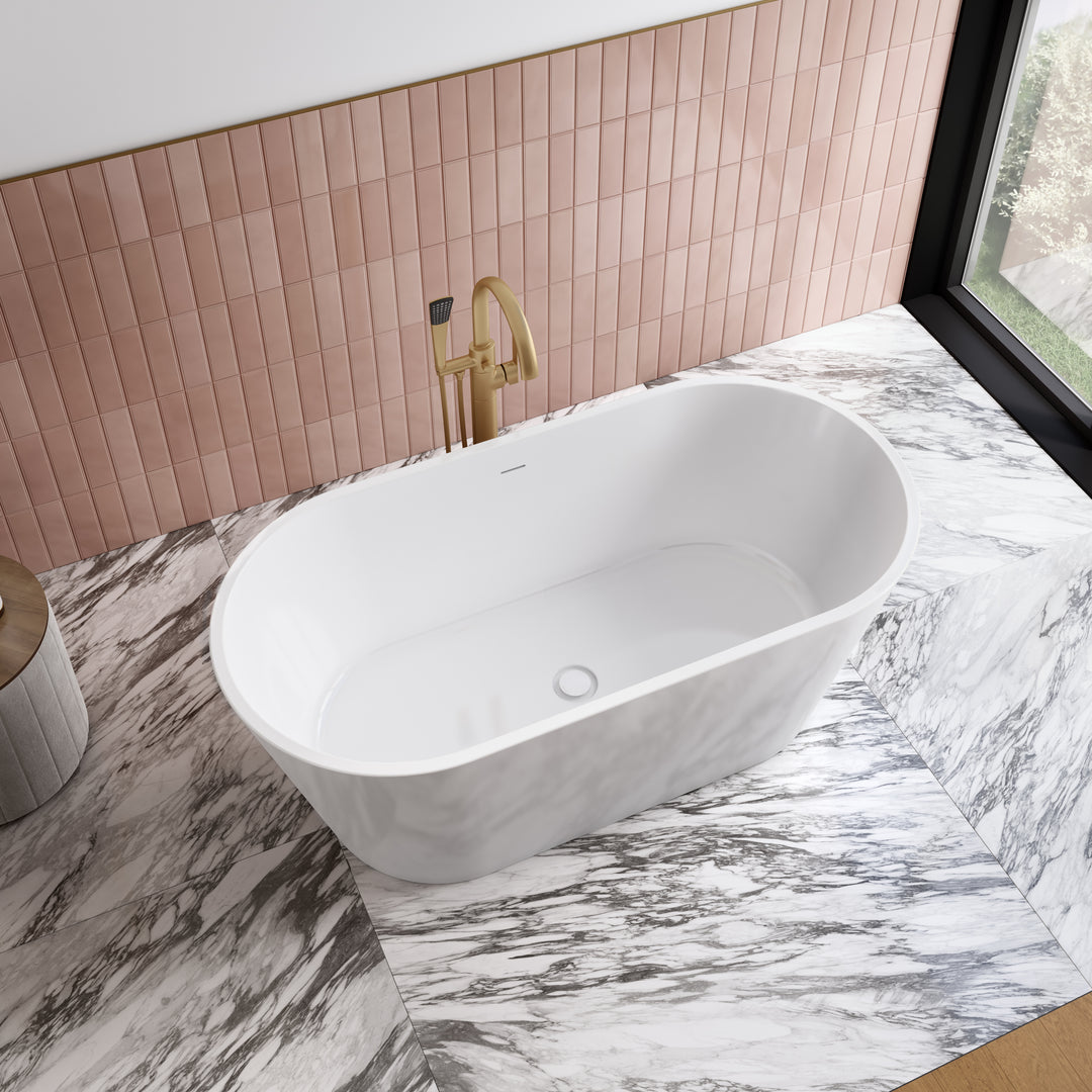 Maax Chorale 60 x 30 Acrylic Freestanding Center Drain Bathtub in White with White Skirt
