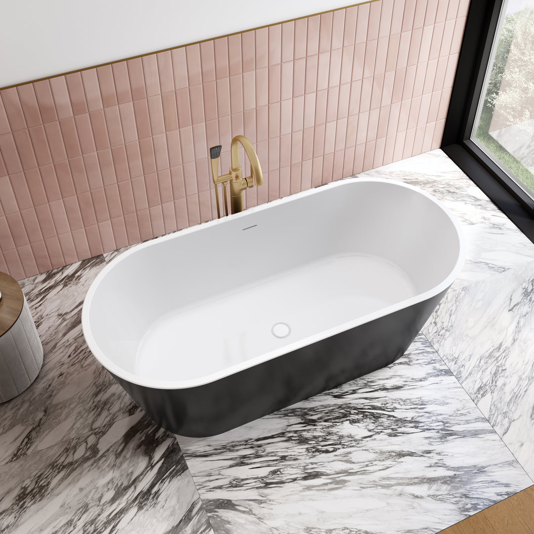Maax Chorale 67 x 31 Acrylic Freestanding Center Drain Bathtub in White with White Skirt