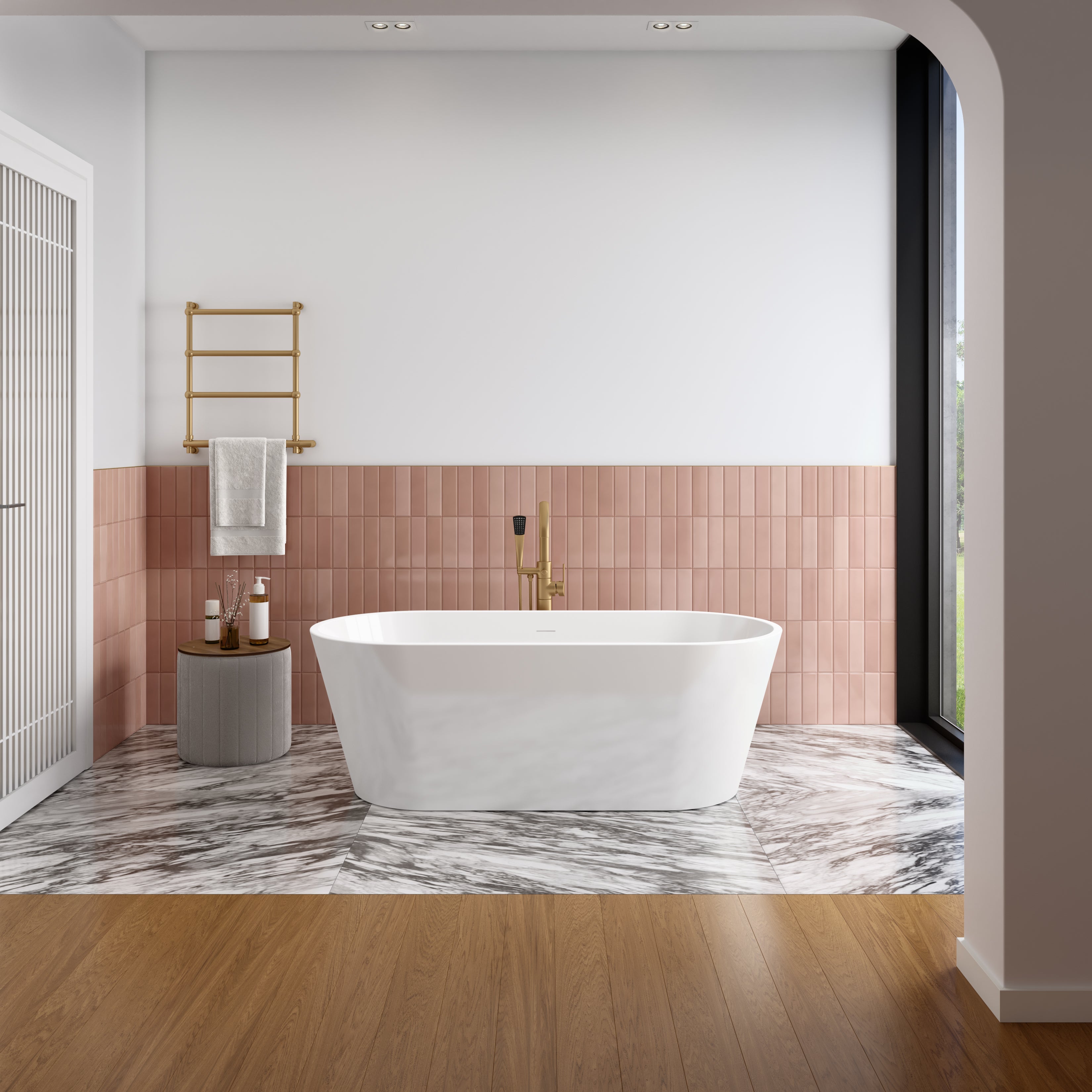 未使用MagicalFurniturePuroShelf/S-size Maax Chorale 67 x 31 Acrylic Freestanding Center Drain Bathtub in