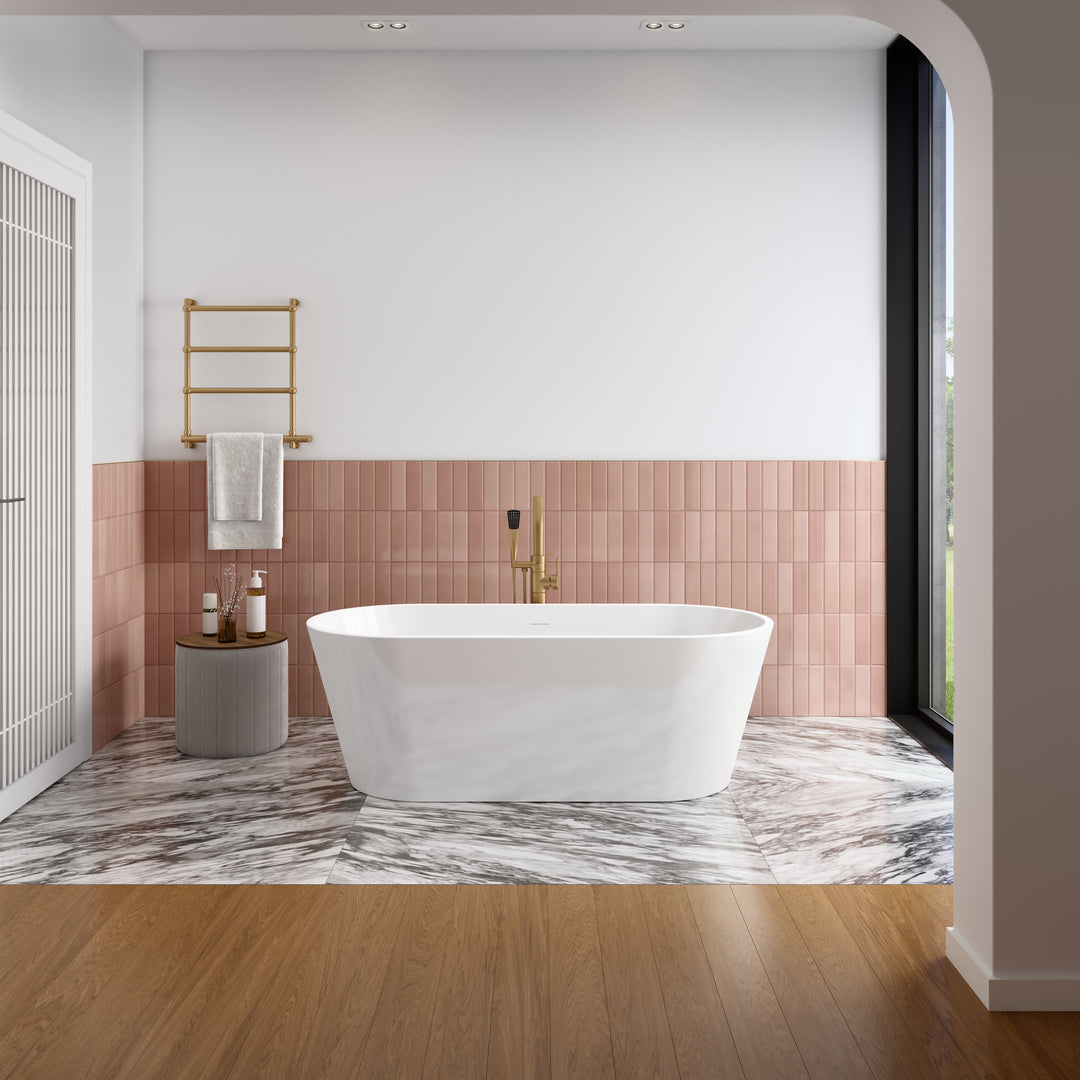 Maax Chorale 67 x 31 Acrylic Freestanding Center Drain Bathtub in White with White Skirt