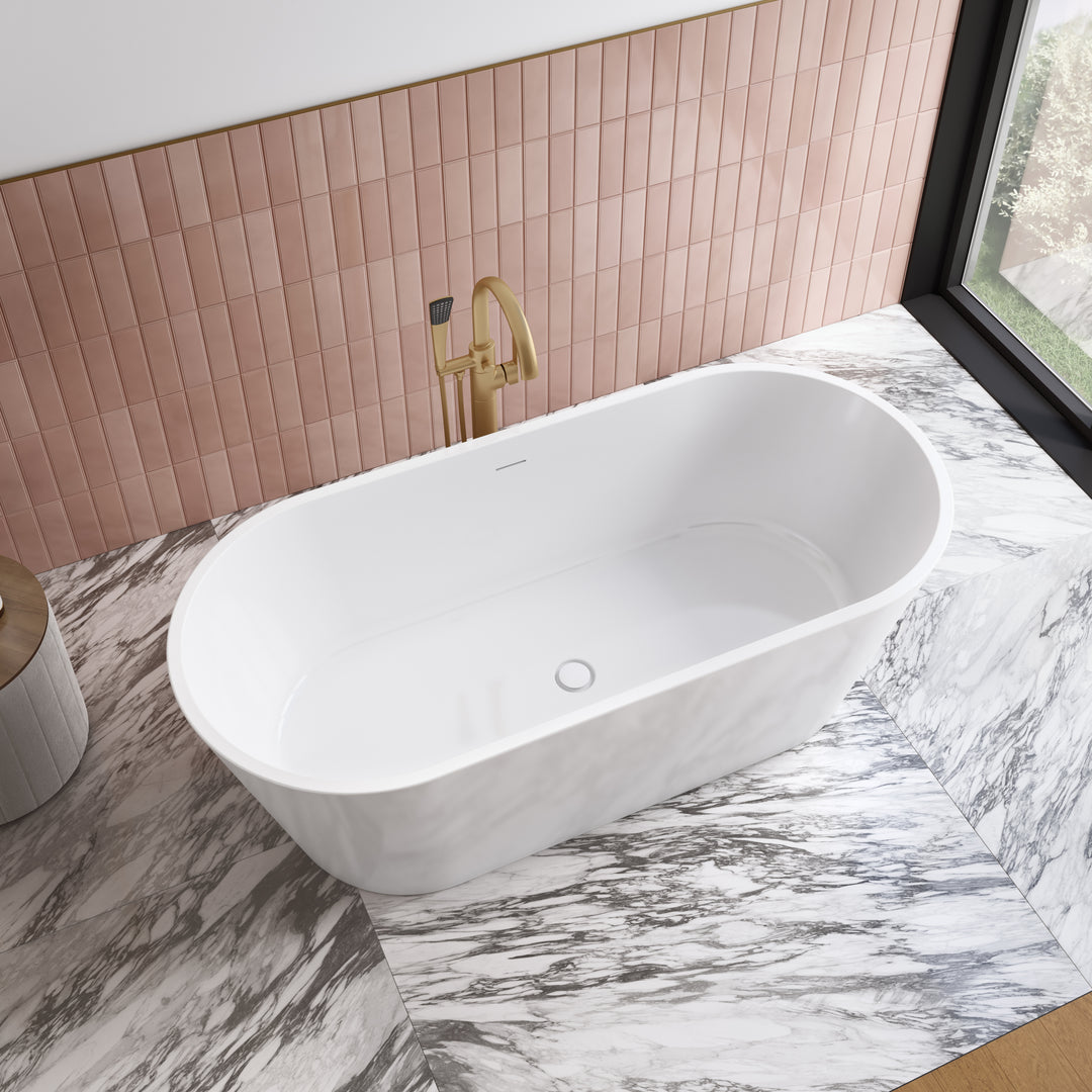 Maax Chorale 67 x 31 Acrylic Freestanding Center Drain Bathtub in White with White Skirt