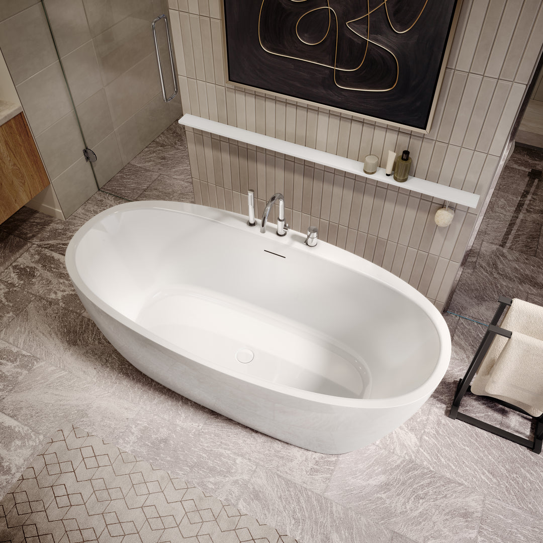 Maax Hatto 6732 Acrylic Freestanding Center Drain Bathtub in White