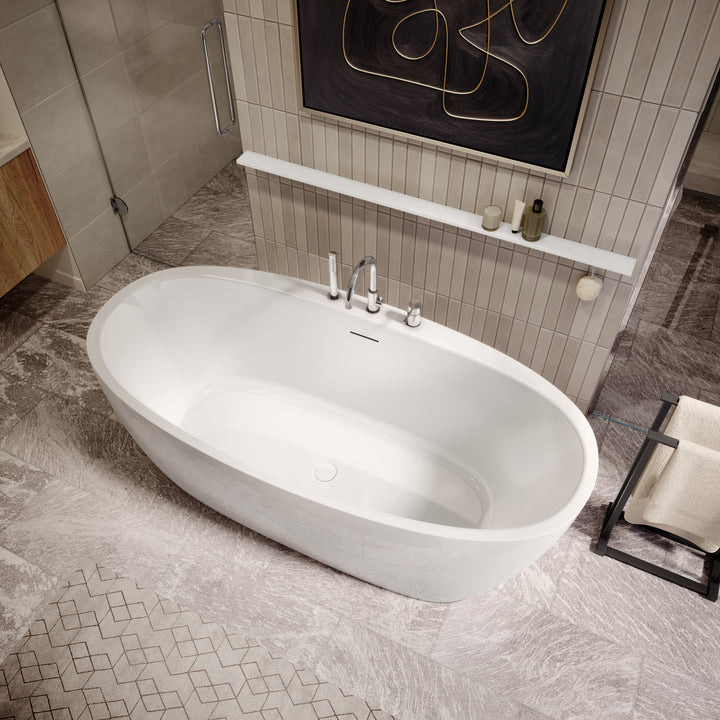 Maax Hatto 6732 Acrylic Freestanding Center Drain Bathtub in White