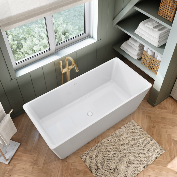 Maax Nota 67 x 31 Acrylic Freestanding Center Drain Bathtub in White with White Skirt