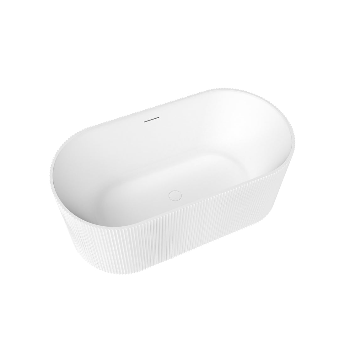 Maax Tori Matte 5932 Acrylic Freestanding Center Drain Bathtub in Matte White