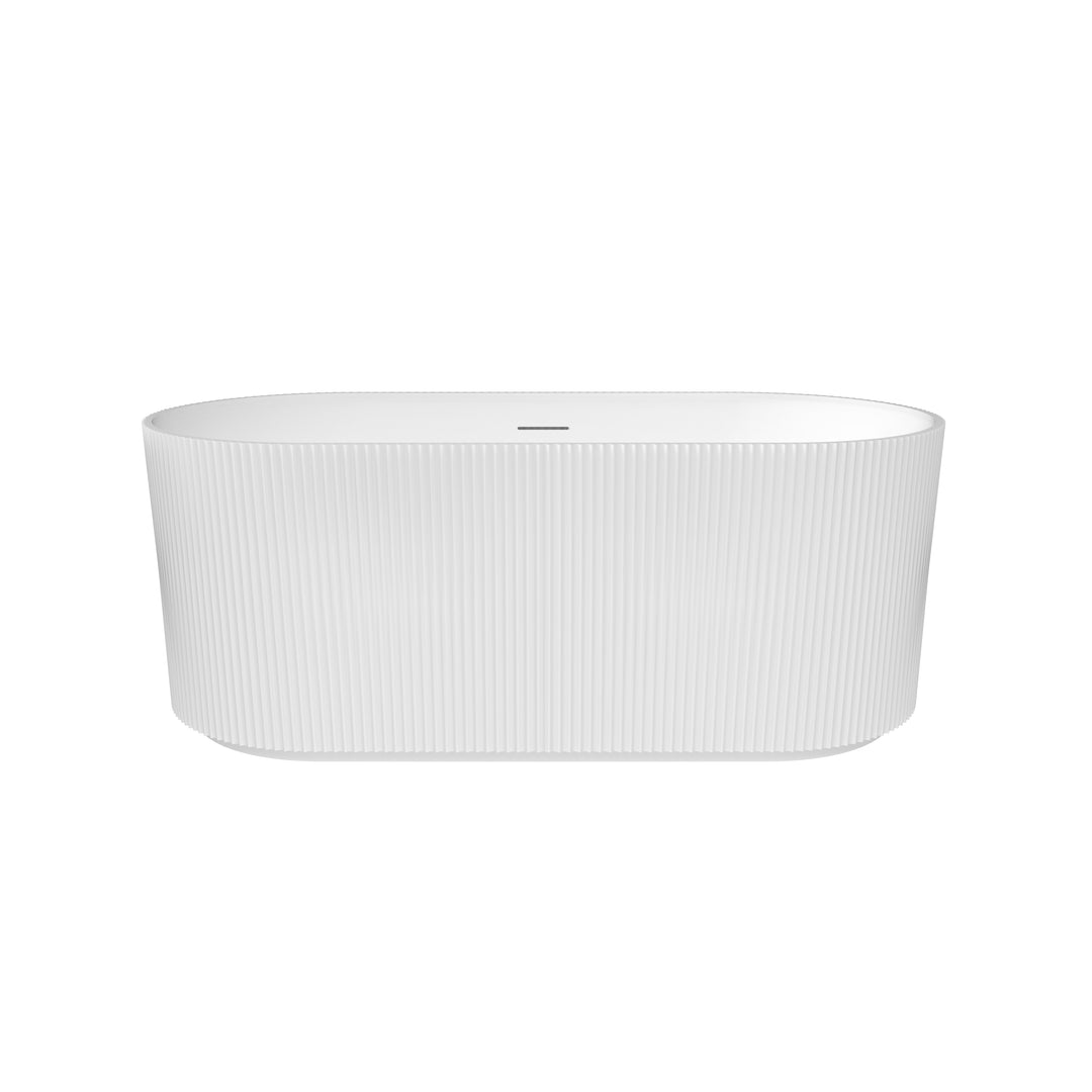 Maax Tori Matte 5932 Acrylic Freestanding Center Drain Bathtub in Matte White