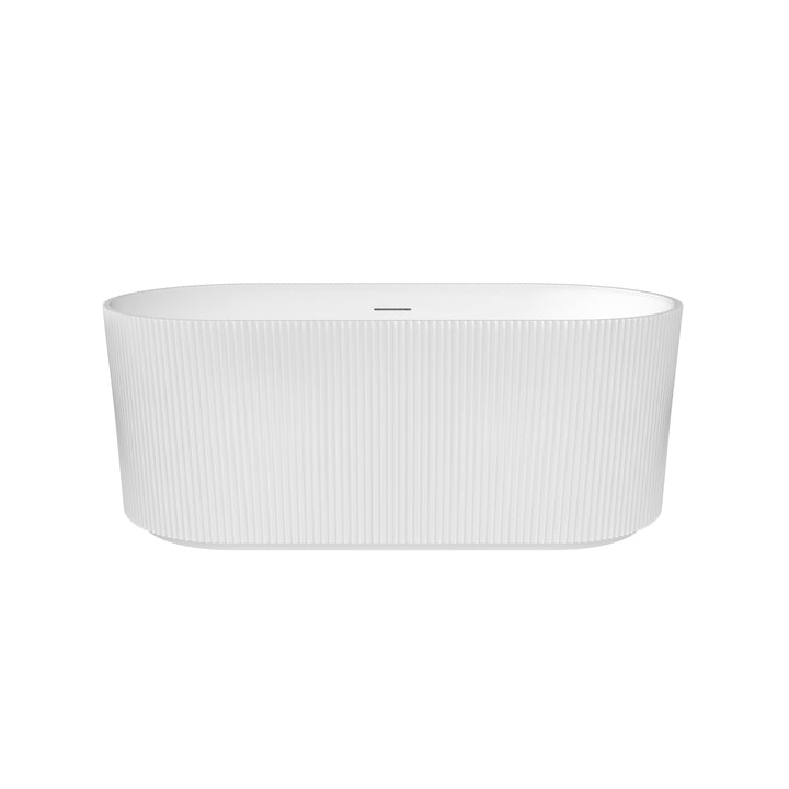 Maax Tori Matte 5932 Acrylic Freestanding Center Drain Bathtub in Matte White