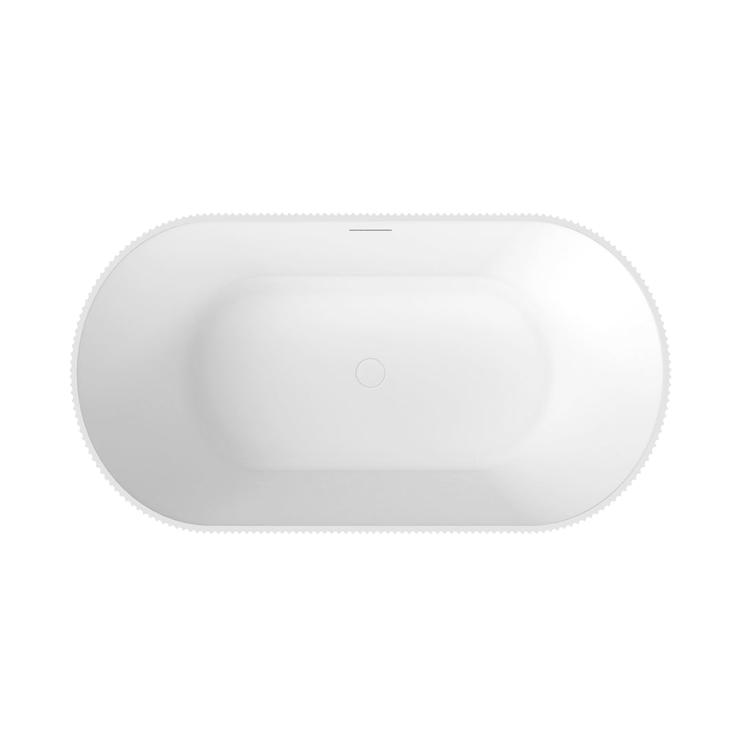 Maax Tori Matte 5932 Acrylic Freestanding Center Drain Bathtub in Matte White