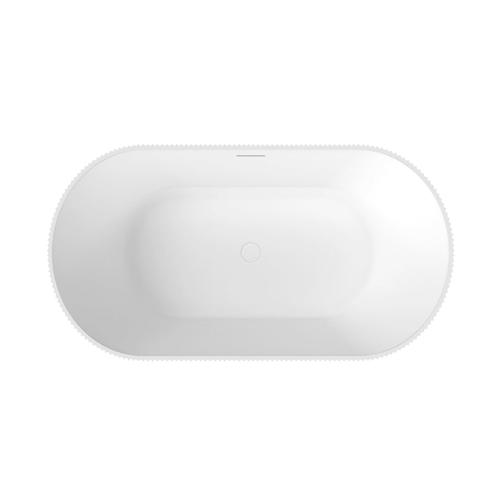 Maax Tori Matte 5932 Acrylic Freestanding Center Drain Bathtub in Matte White