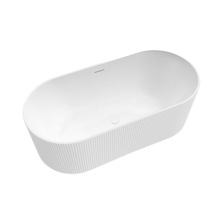 Maax Tori Matte 6732 Acrylic Freestanding Center Drain Bathtub in Matte White