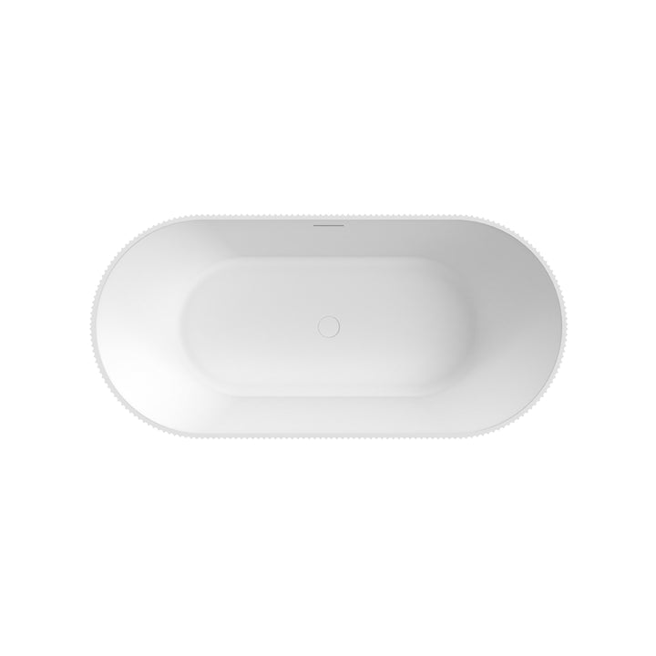 Maax Tori Matte 6732 Acrylic Freestanding Center Drain Bathtub in Matte White
