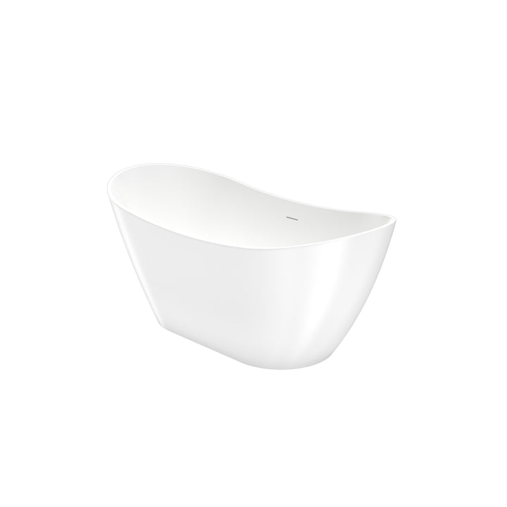 Maax Mirella 60 x 29 Acrylic Freestanding Center Drain Bathtub in White with White Skirt