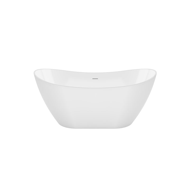 Maax Mirella 60 x 29 Acrylic Freestanding Center Drain Bathtub in White with White Skirt