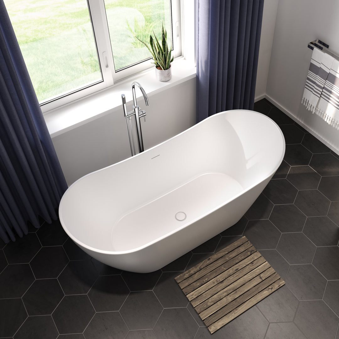 Maax Mahaba 67 x 29 Acrylic Freestanding Oval Center Drain Bathtub in White