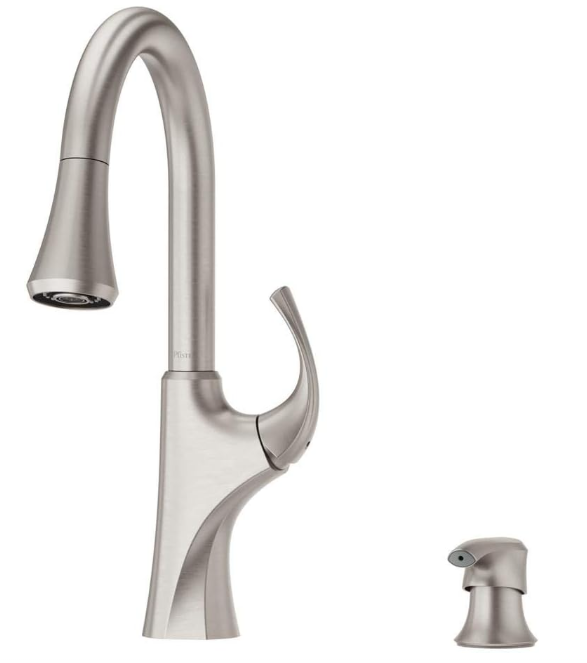 Pfister Miri Kitchen Faucet with Pull Down Sprayer and Soap Dispenser F5297MRGS