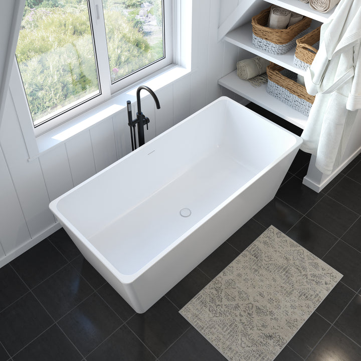 Maax Nakuru 67 x 31 Acrylic Freestanding Rectangular Center Drain Bathtub in White