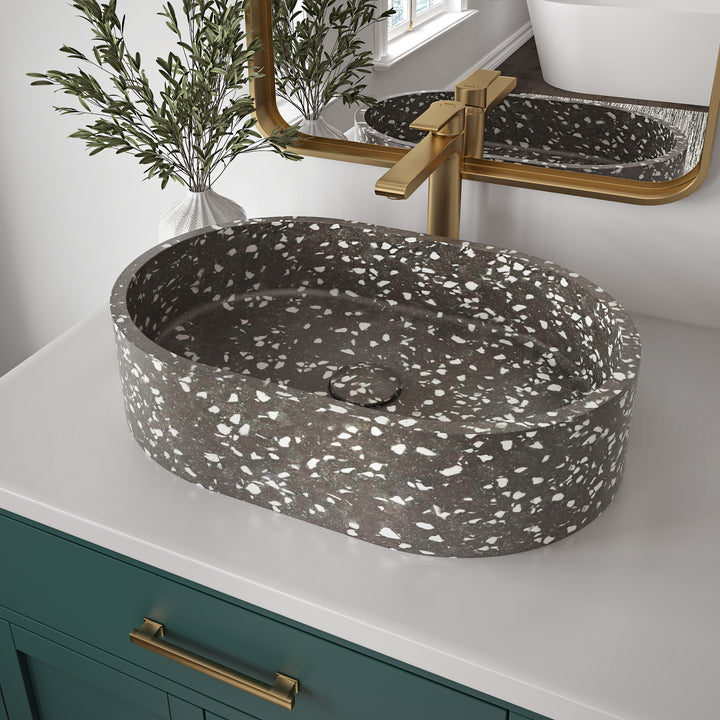 Produits Neptune Lorna Oval Terrazzo Sink in White