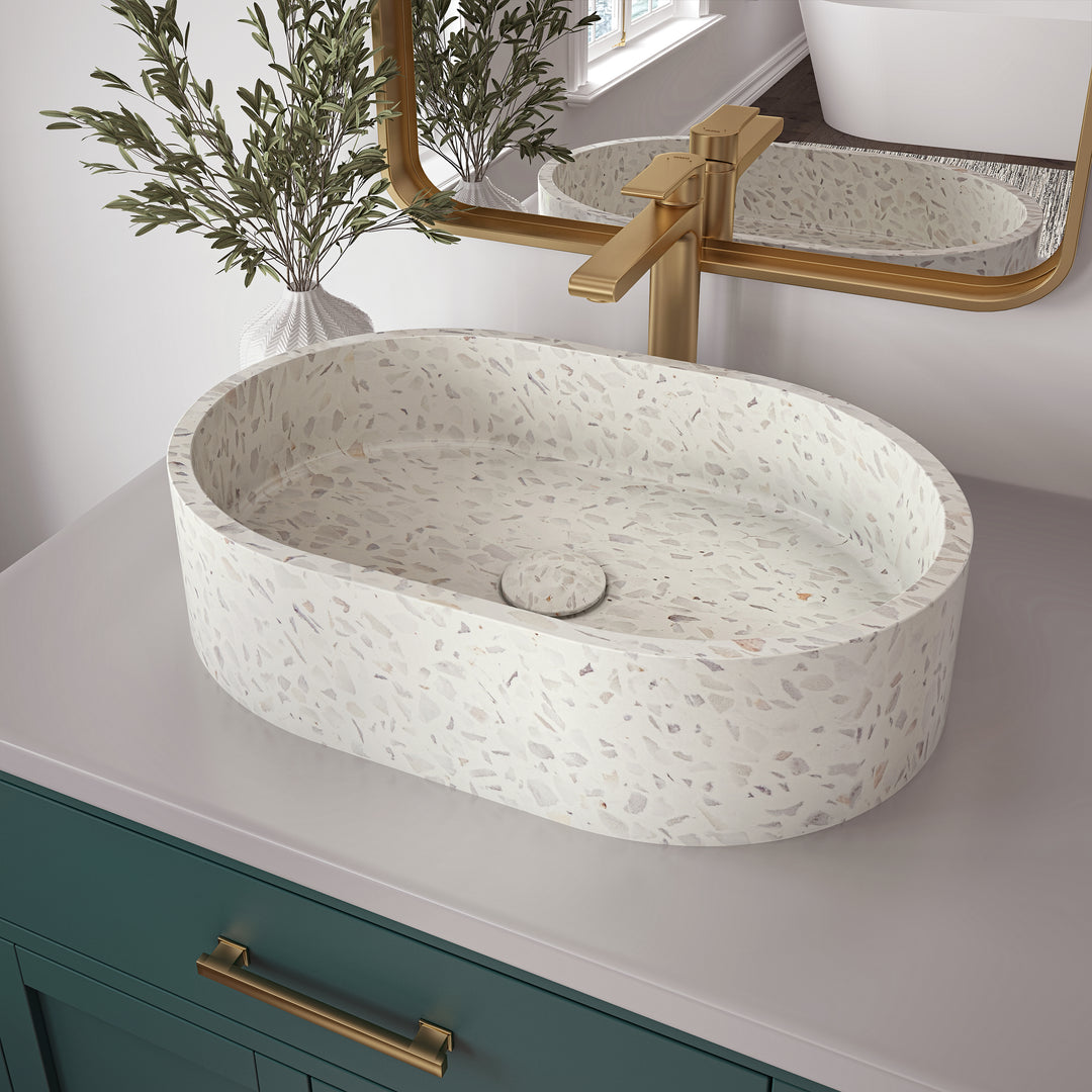 Produits Neptune Lorna Oval Terrazzo Sink in White