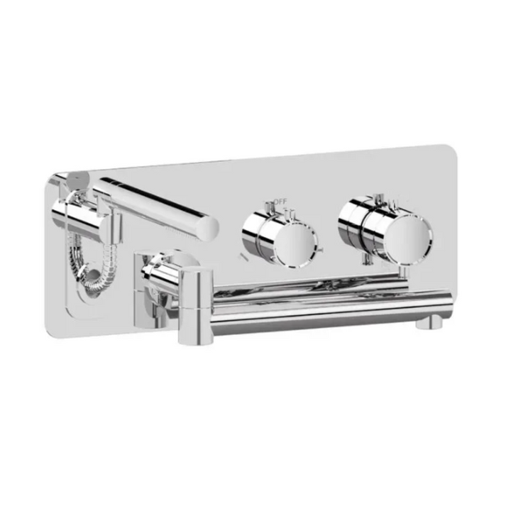 Tenzo Alyss Wall mount tub filler with retractable hose & 12'' swivel spout ALYT74-XX