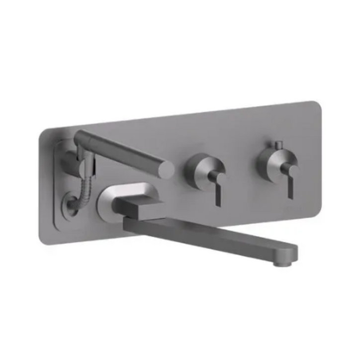 Tenzo Paloma Wall mount tub filler with retractable hose & 12'' swivel spout PALT74