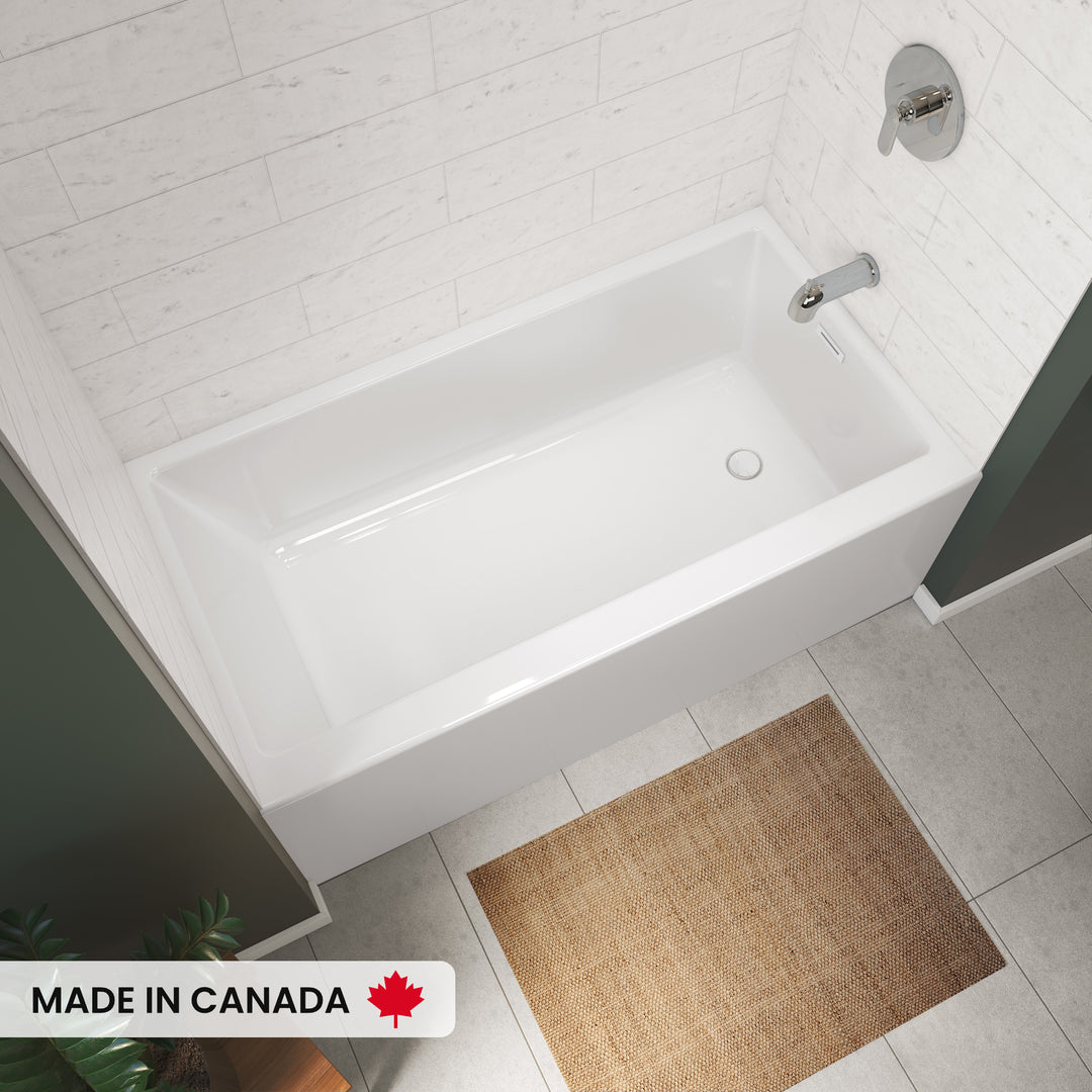 Maax Rubix 6032 AFR Acrylic Alcove Left-Hand Drain Bathtub in White