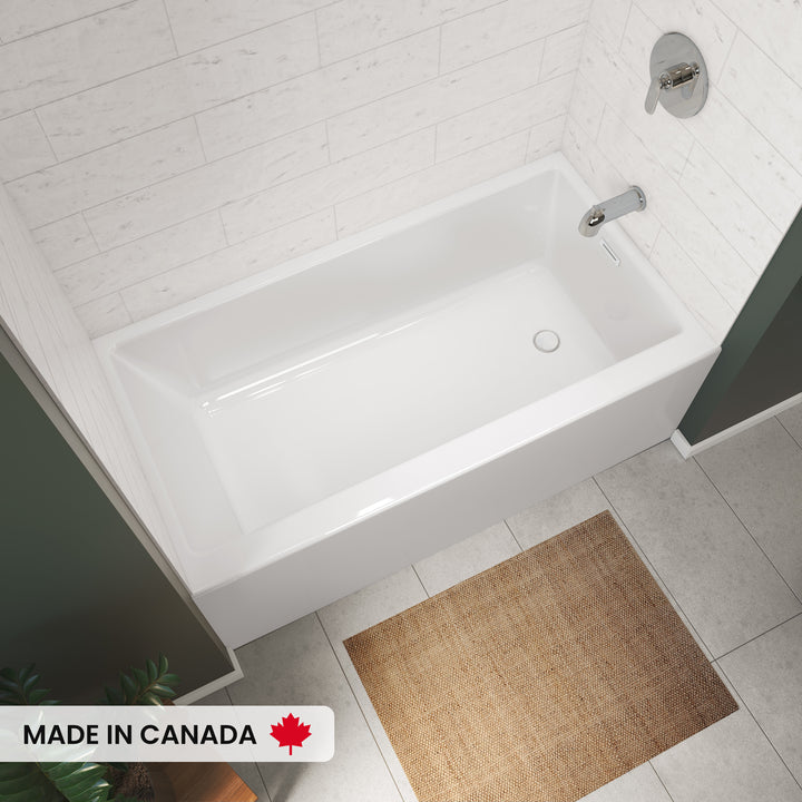 Maax Rubix 6032 AFR Acrylic Alcove Left-Hand Drain Bathtub in White