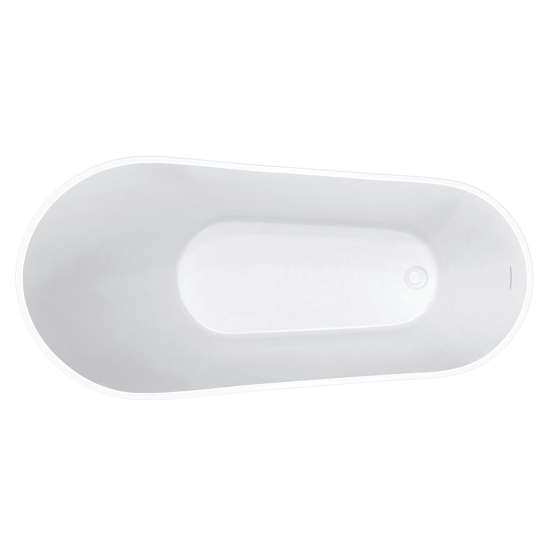 Maax Sinfoni 59 x 28 Acrylic Freestanding End Drain Bathtub in White with White Skirt