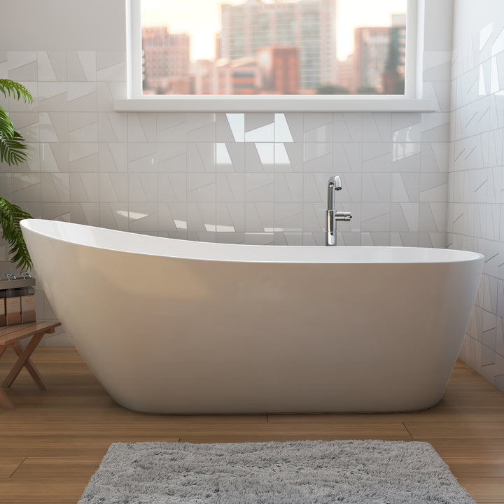 Maax Soca 67 x 29 Acrylic Freestanding Oval End Drain Bathtub in White