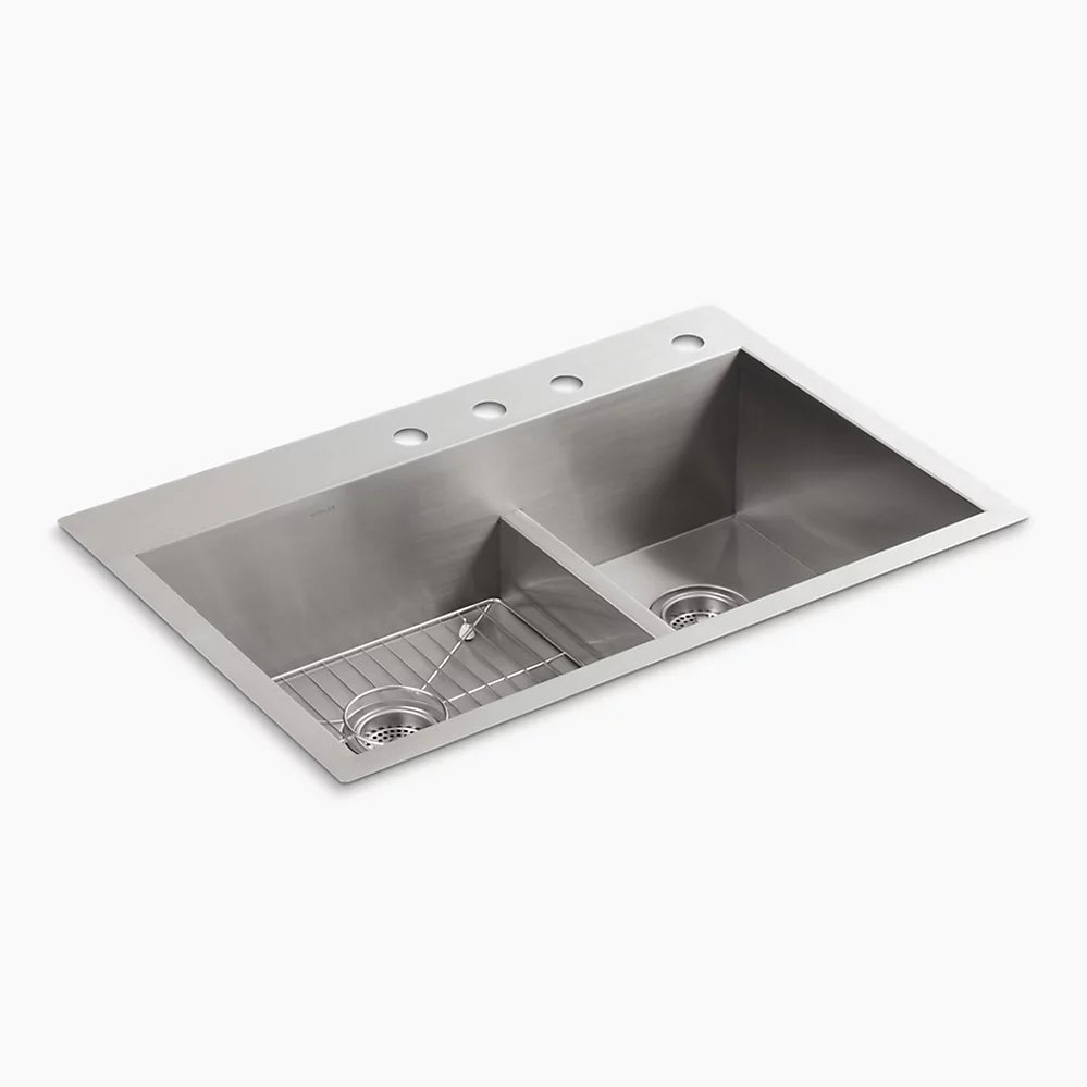Kohler Vault™ Smart Divide® 33" top-/undermount double-bowl kitchen sink  K-3839-4-NA