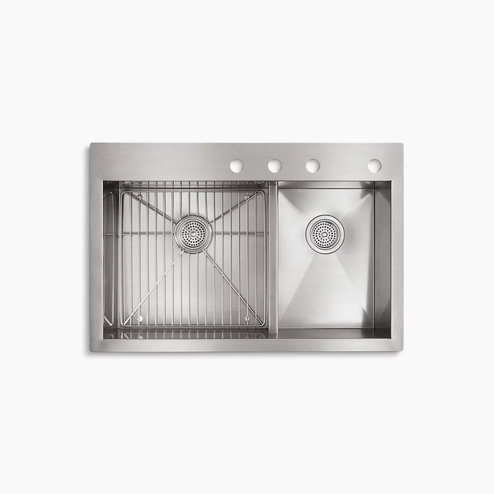 Kohler Vault™ Smart Divide® 33" top-/undermount double-bowl kitchen sink  K-3839-4-NA