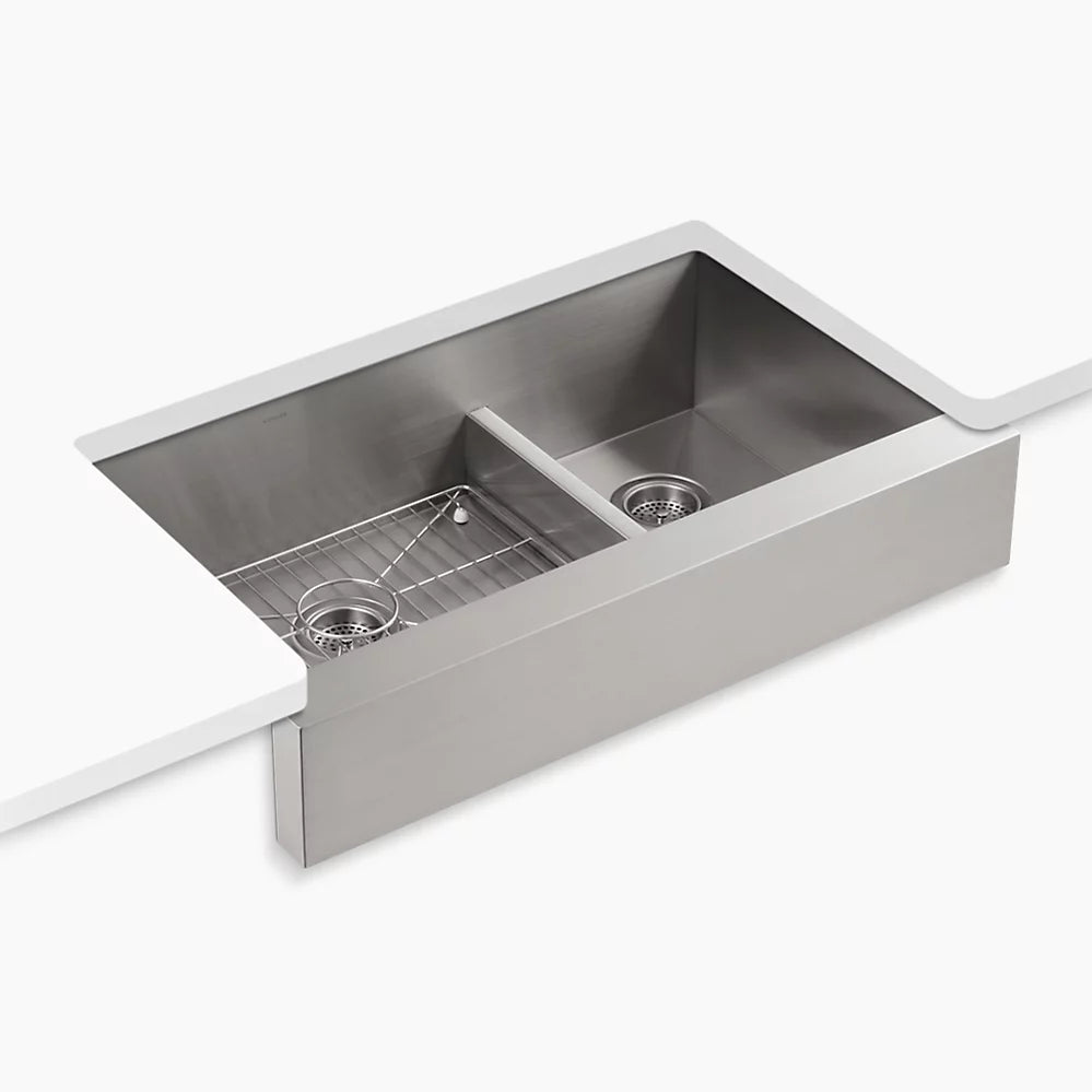 Kohler Vault™ Smart Divide® 35-1/2" undermount double-bowl farmhouse kitchen sink  K-3945-NA